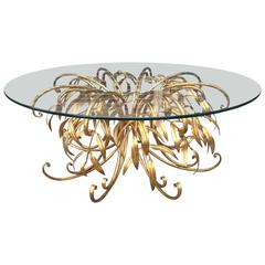 Italian Gilt Metal Floral Coffee Table 11