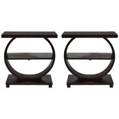 Pair of Art Deco Style Mahogany End Tables by Modernage, 1940s