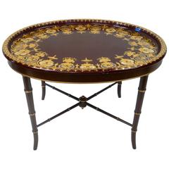 19th Century English Papier Mâché Oval Tray, on Custom Stand 6