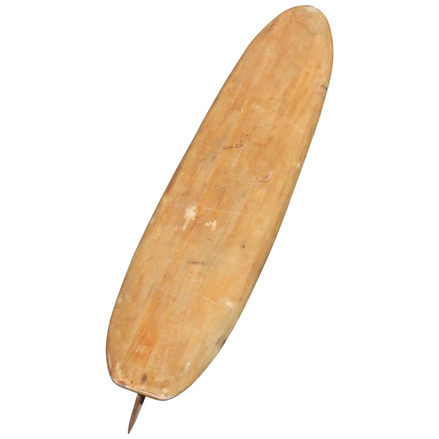 Balsa Wood Surfboard, Circa 1950, All Original, Signed by Hobie Alter For Sale