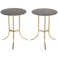 Pair of Bronze and Baltic Brown Tops Tables by Cedric Hartman