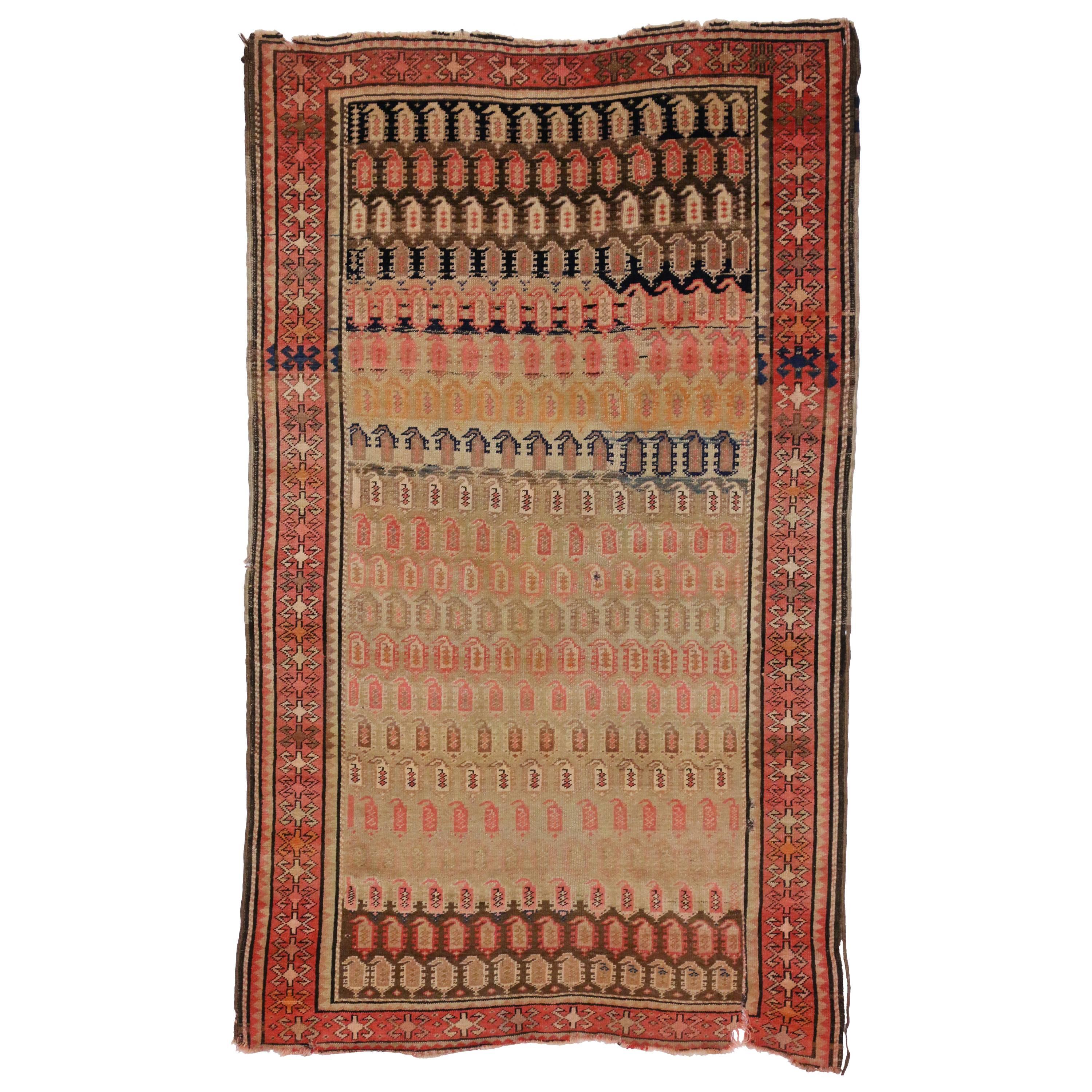 Antique Caucasian Karabagh Rug with Modern Style For Sale