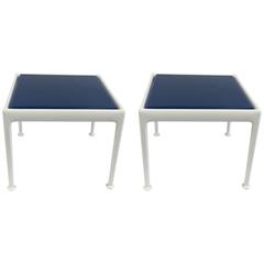 Pair of Richard Schultz for Knoll Blue Enamel Outdoor Side Tables