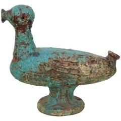 Retro Italian Pottery Blue Lava Scavo Glaze Raymor Duck Bird Figure