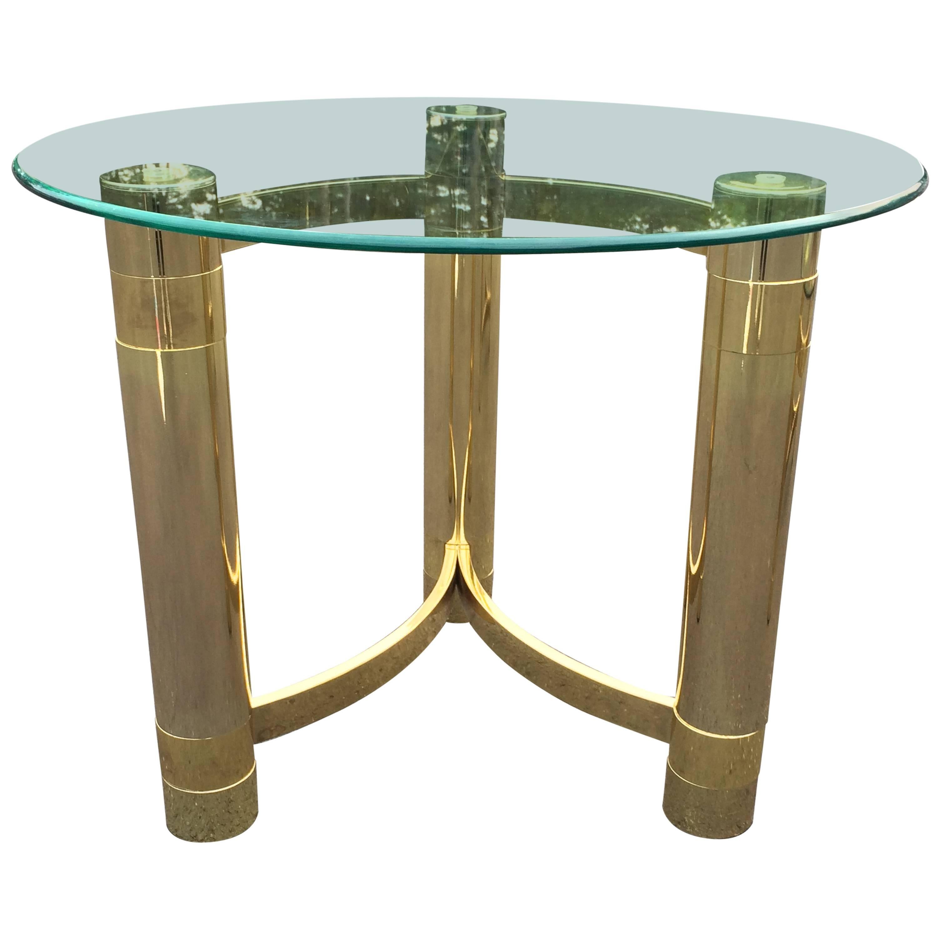 Hollywood Regency Brass and Glass Side Table