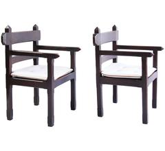 Antique Impressive Pair of Arts 
Crafts Armchairs