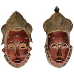 Pair of 20th Century Gouro Male and Female Tribal Mask