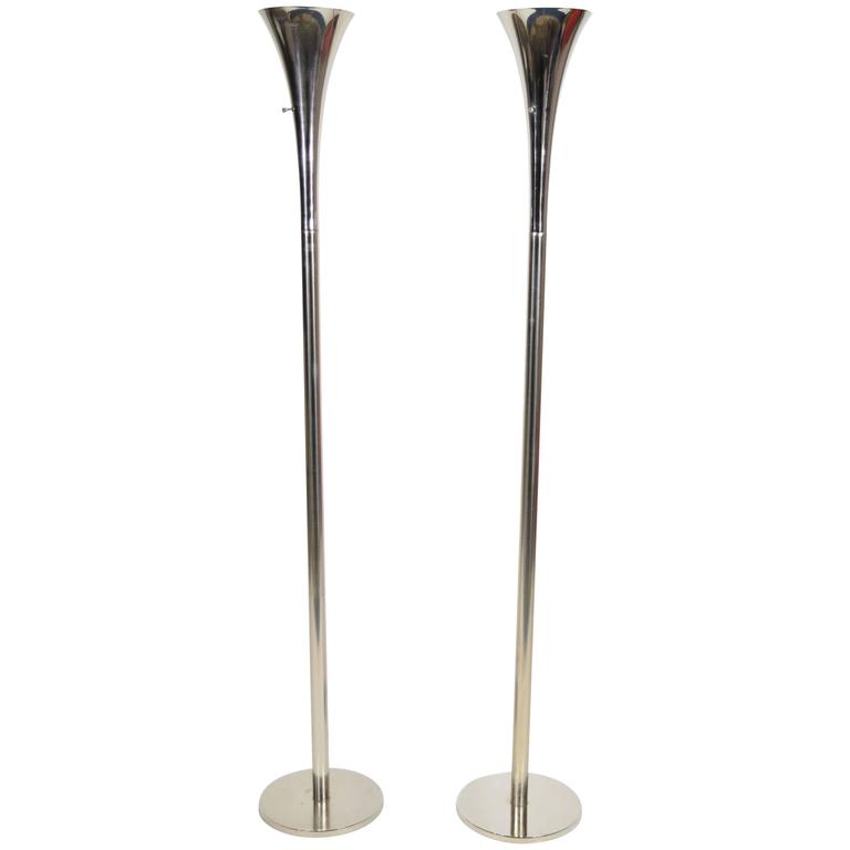 Pair Of Trumpet Style Floor Lamps By Laurel