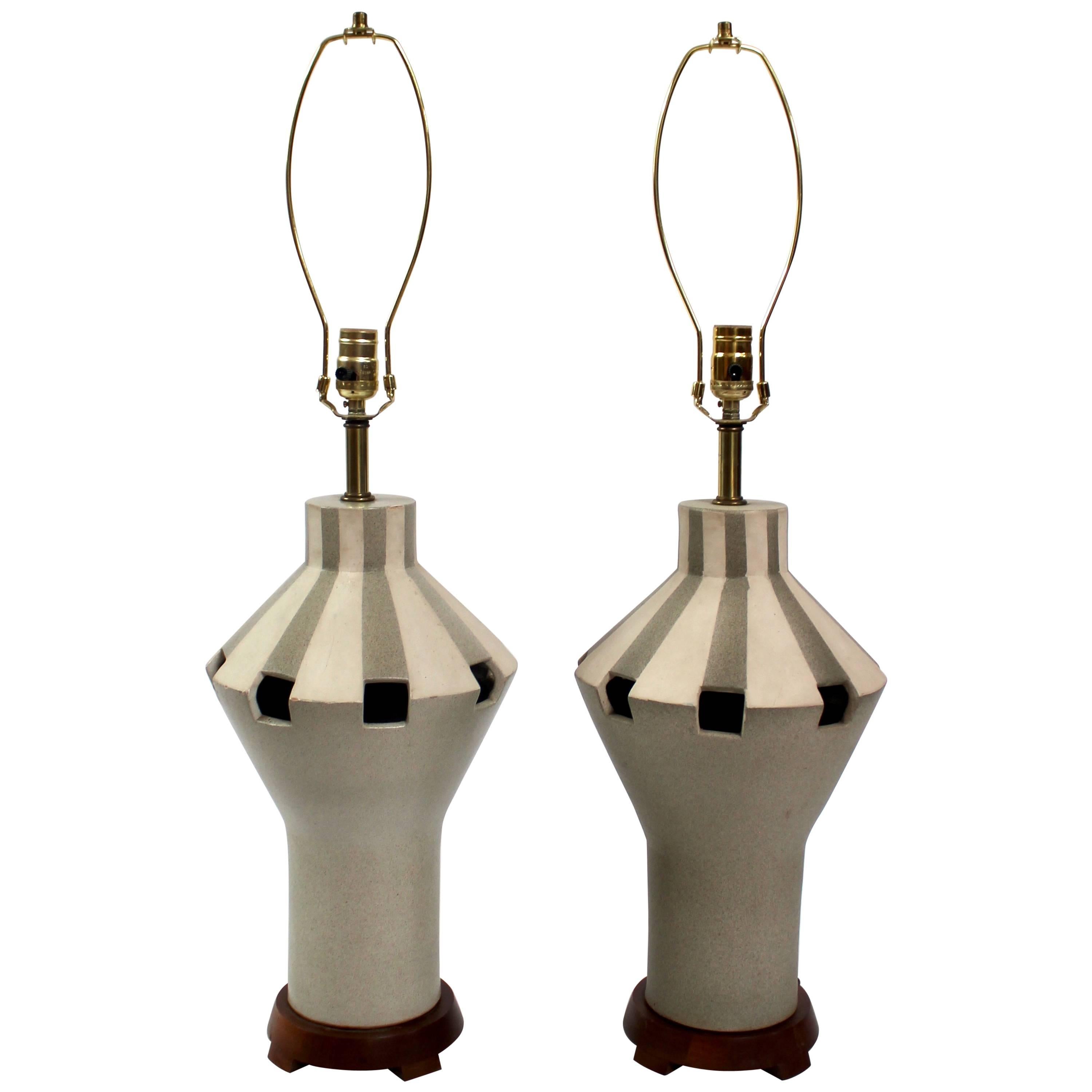 Pair of 1960s Bitossi Ceramic Table Lamps, Made in Italy For Sale
