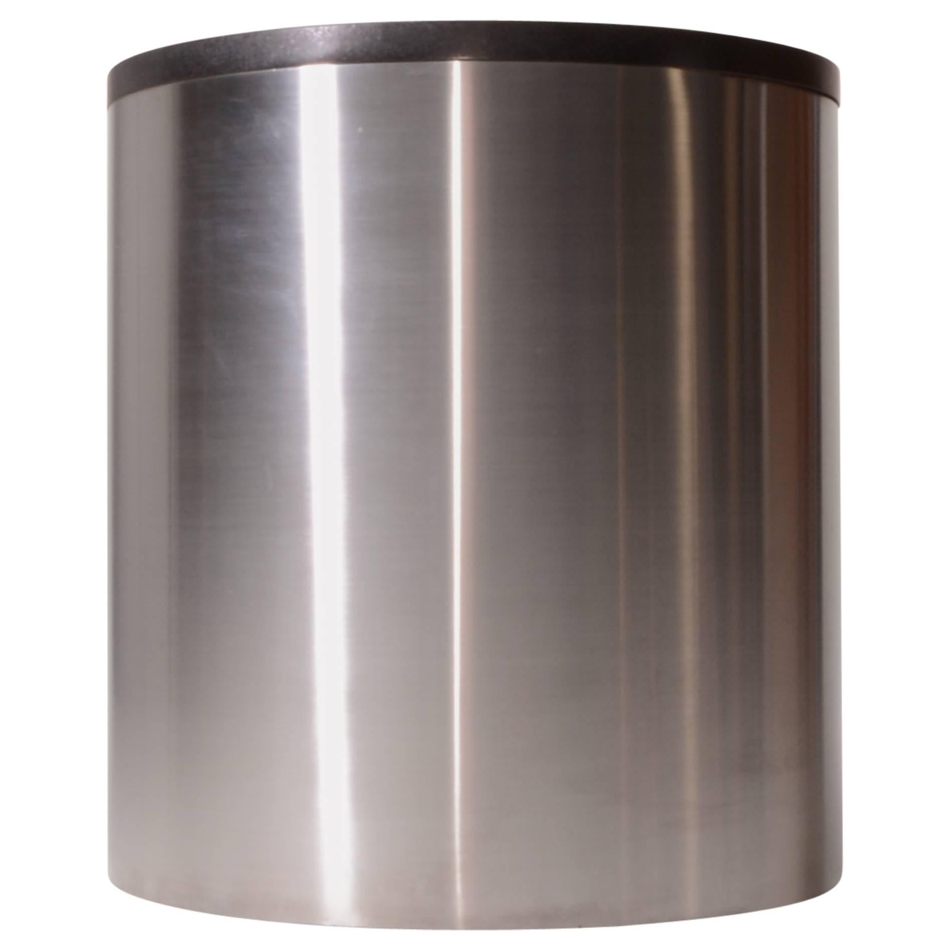 Brushed Stainless Steel and Marble Drum Table by Milo Baughman For Sale