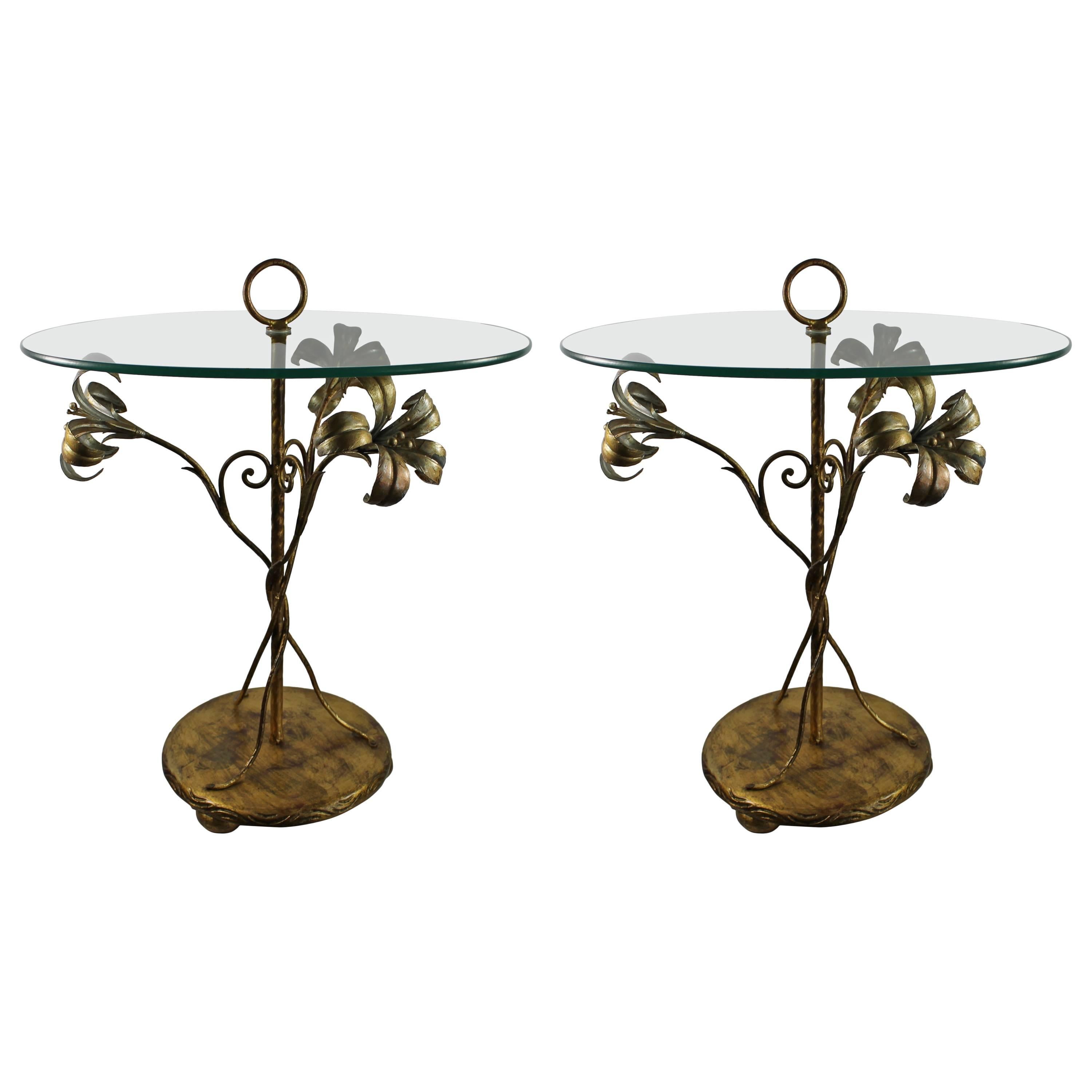 Pair of Gilt Palladio Side Tables, Italy, 1970-1980s For Sale