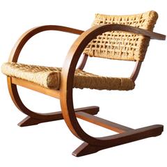 1930s Oak and Raffia Woven Armchair by Bas Van Pelt