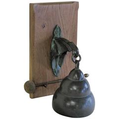 Bronze Amsterdam School Bell and Treble with Holder in the Shape of a Bat