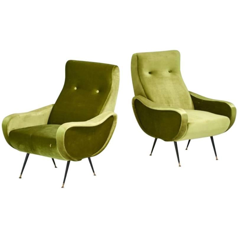 Pair of Marco Zanuso Style Lady Chairs For Sale