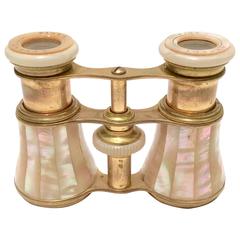 Antique French Mother of Pearl and Brass Opera Binoculars