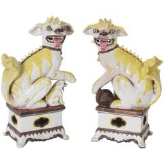 Vintage Pair of Italian Foo Dogs, in Terra Cotta