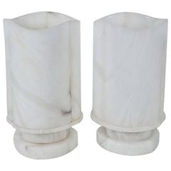 Pair of French Moderne Alabaster Lamps 12