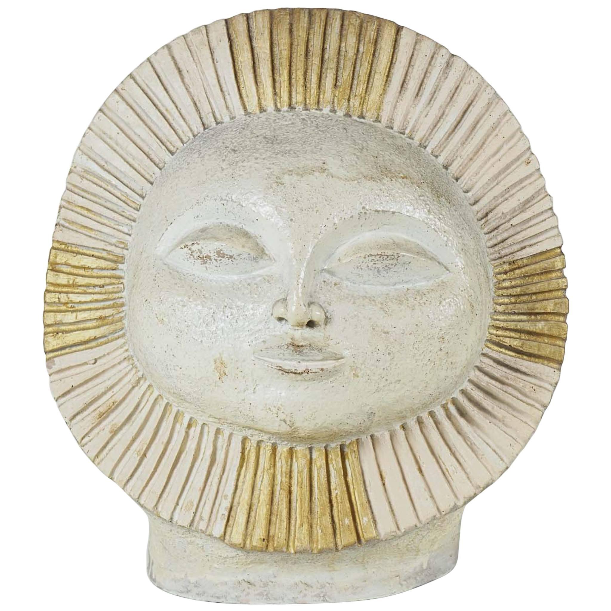 Sun Face Ceramic Sculpture by Paul Ballardo For Sale