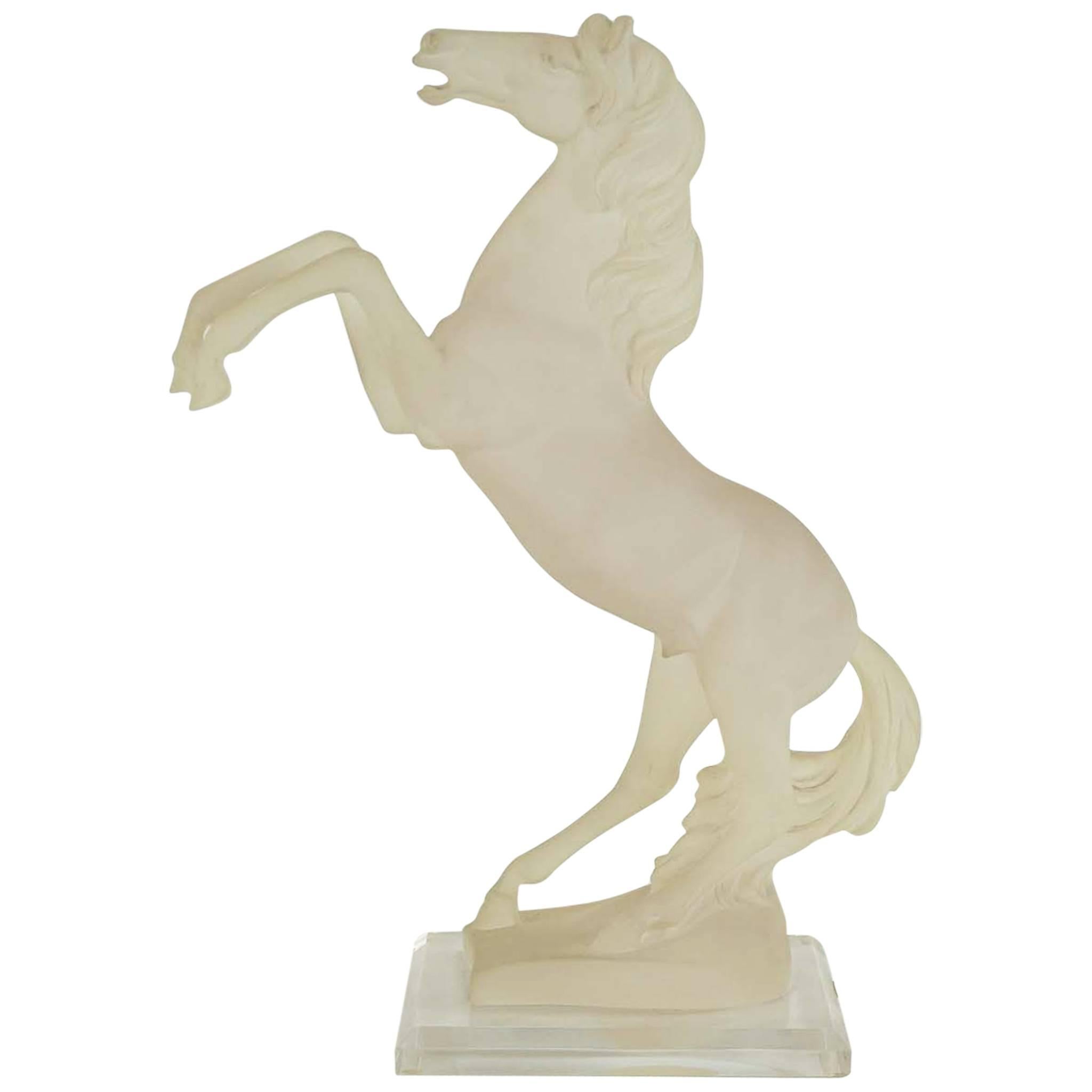 Horse Sculpture in Frosted Lucite For Sale