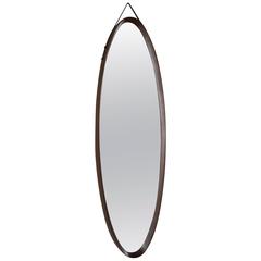 Oval Shield Mirror in Walnut