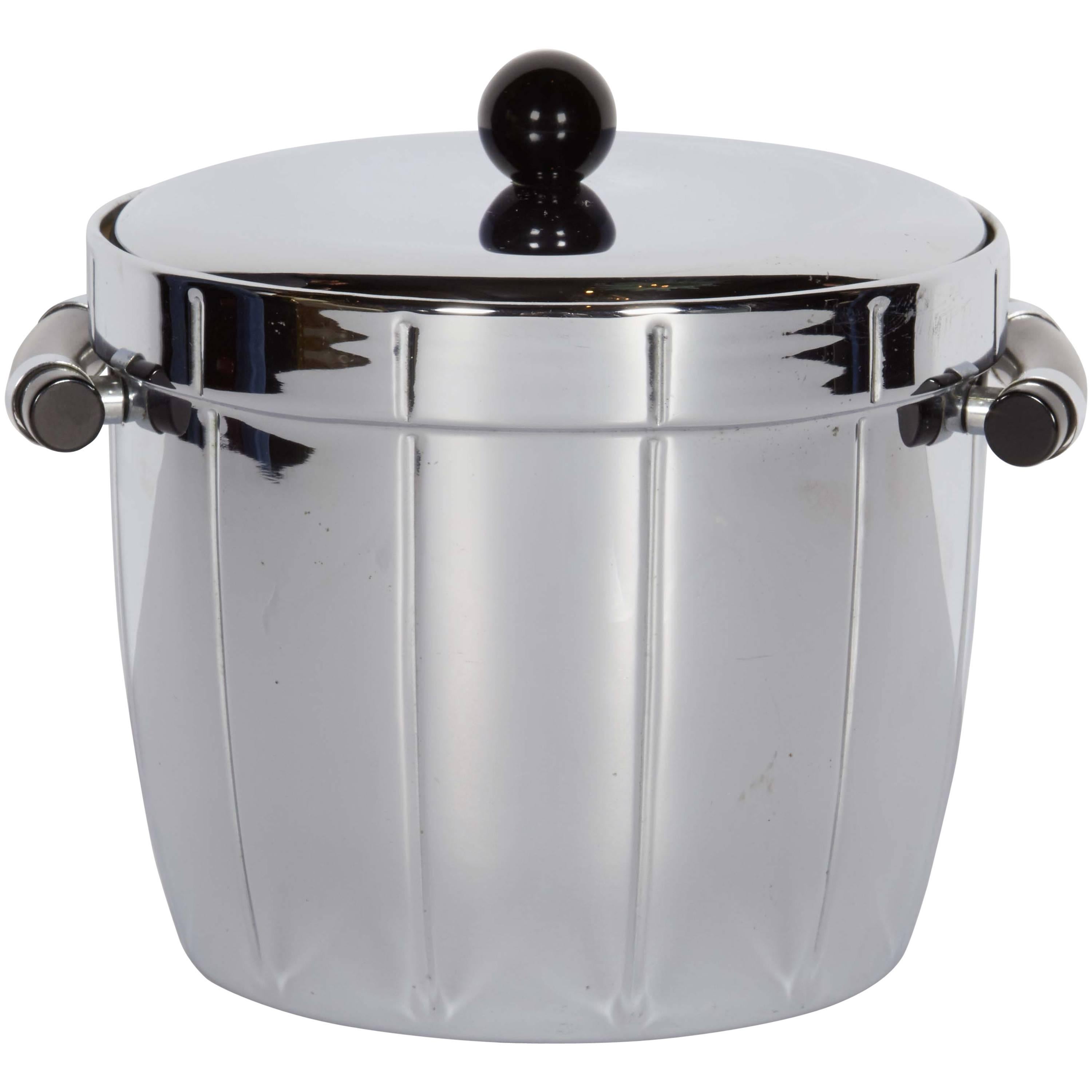 Art Deco Chrome and Bakelite Ice Bucket by Manning Bowman
