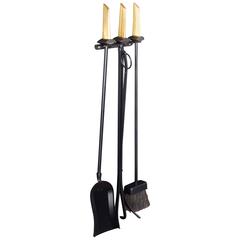 Modernist Fireplace Tool Set with Rare Wall Mount Feature by Donald Deskey 1