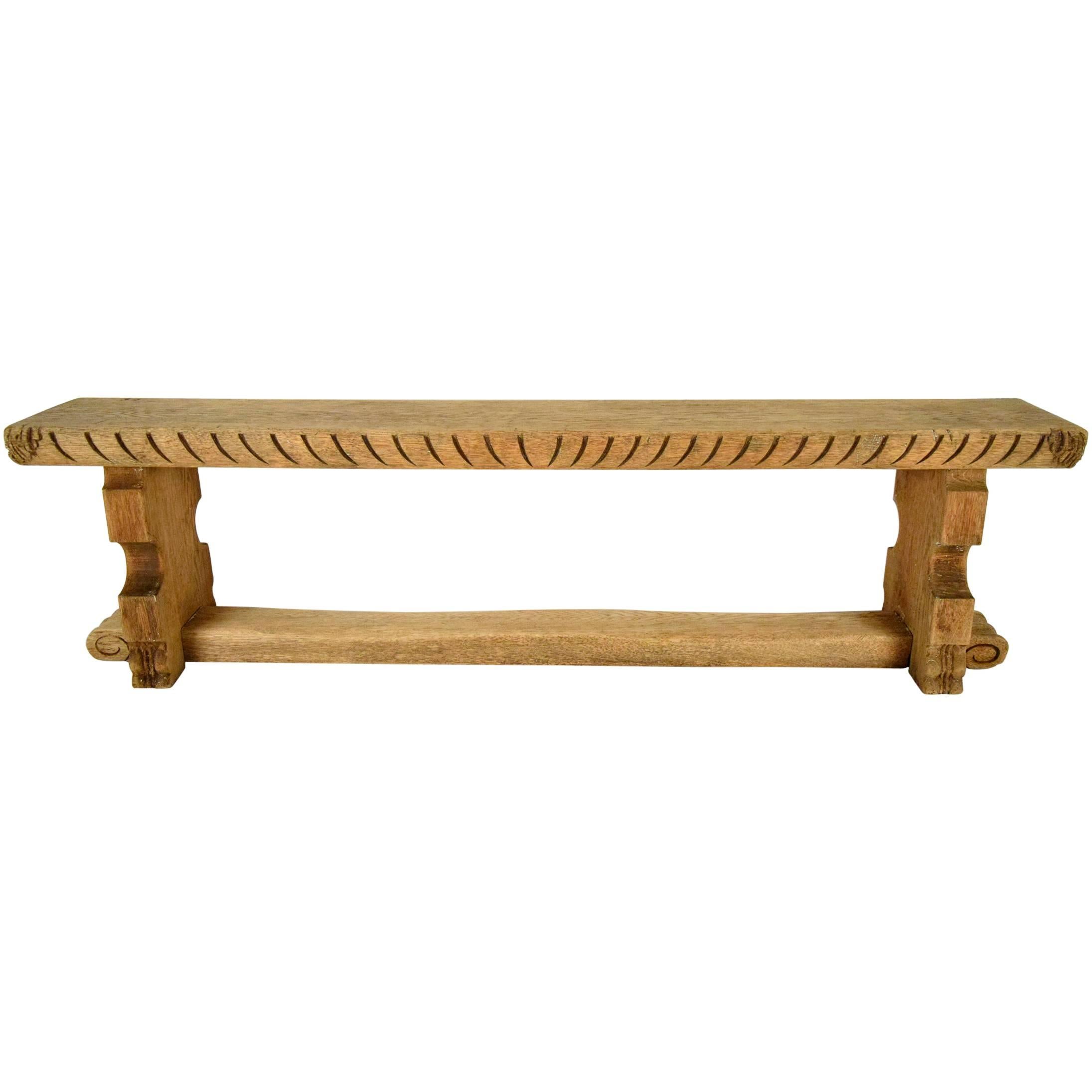 19th Century English Bleached Oak Hall Bench