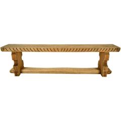 19th Century Bleached English Oak Hall Bench 12