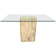 Travertine Console Table with Glass Top 2