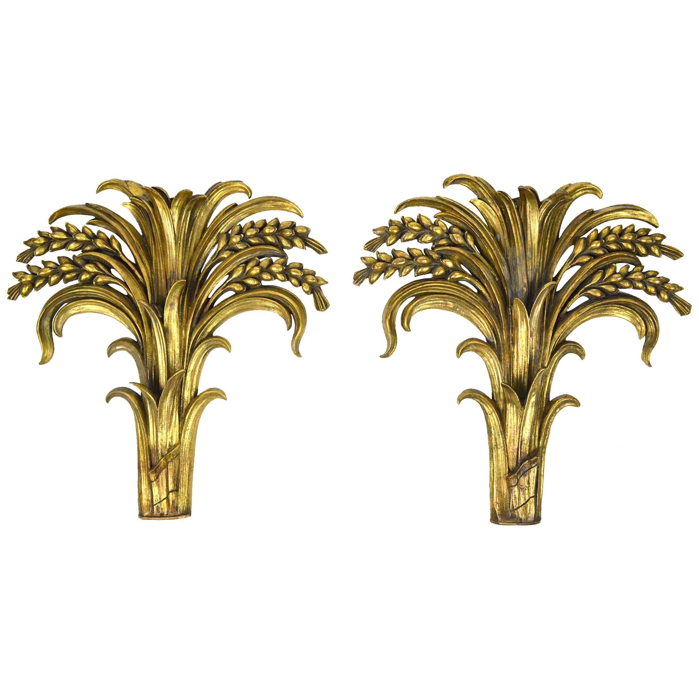 Pair of French Deco Gilt Bronze Architectural Elements For Sale