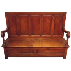 Cherry Wood Hall Bench Settle, circa 1880