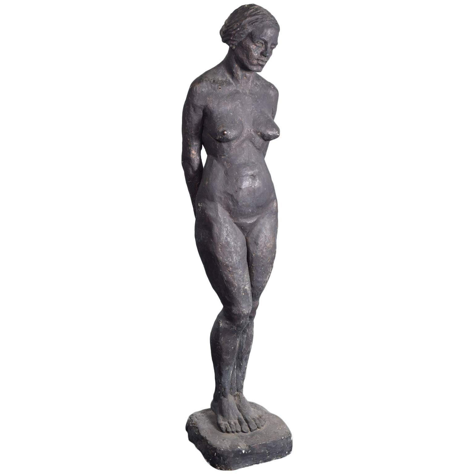 20th Century Lifesize Plaster Female Nude Sculpture