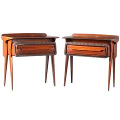 Charming Pair of Italian Rosewood Nightstands Attributed Ico Parisi 6