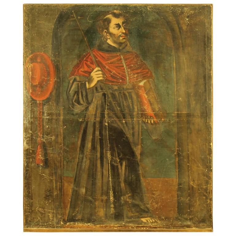 19th Century French Painting Friar with Red Mantle at 1stDibs