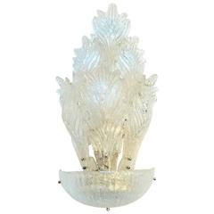 Huge Murano Wall Lamp with Large Ornamental Leaves