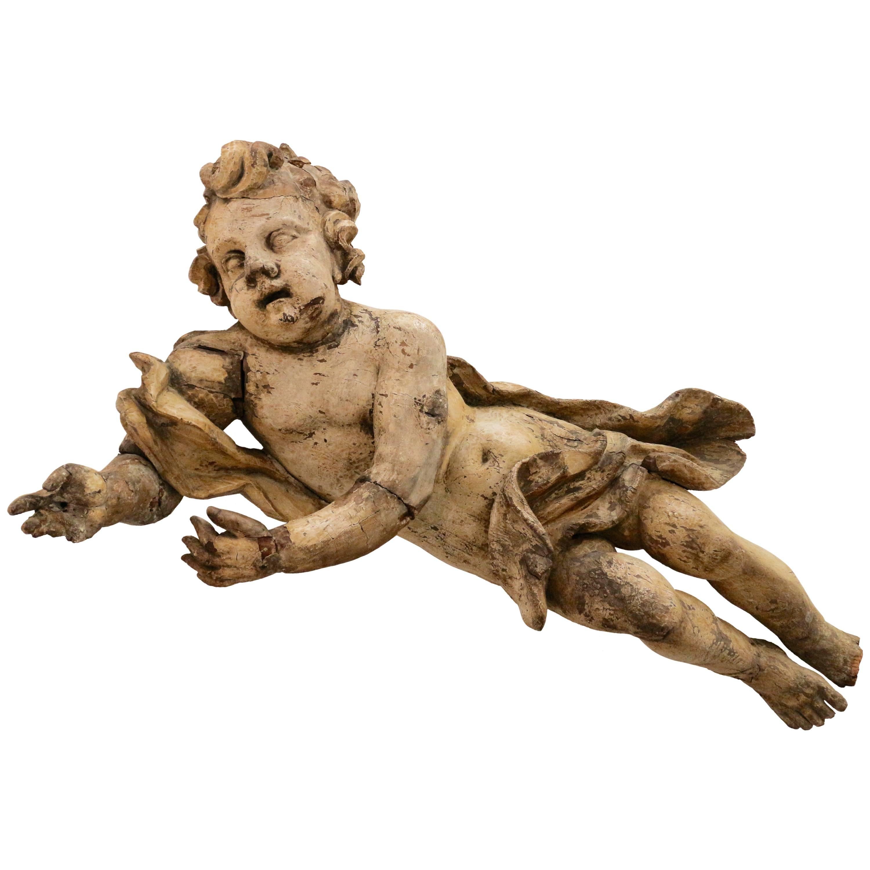 Very Large Italian Baroque Angel, 17th Century For Sale