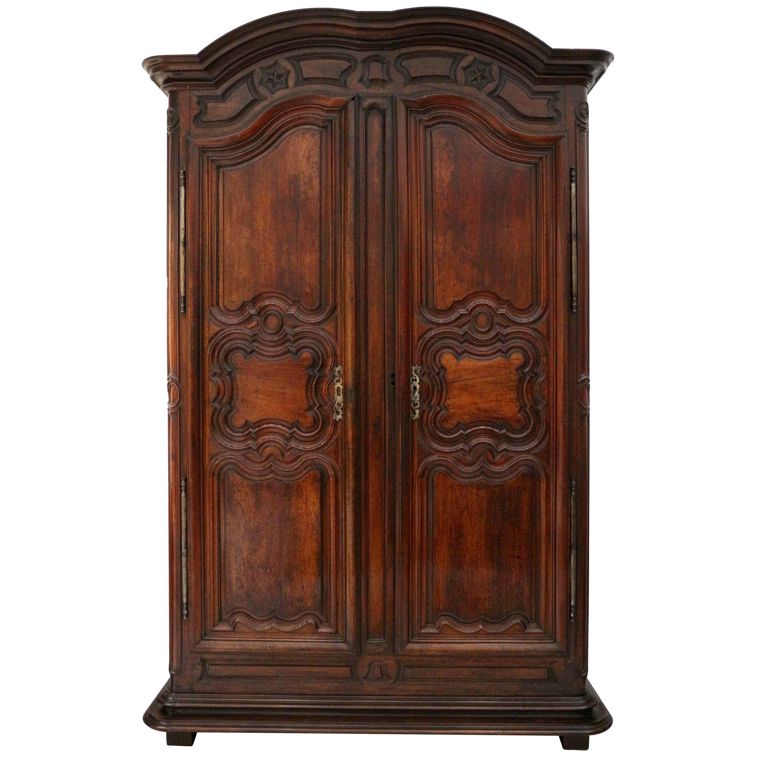 Impressive French Period Louis XIV Armoire in Walnut For Sale
