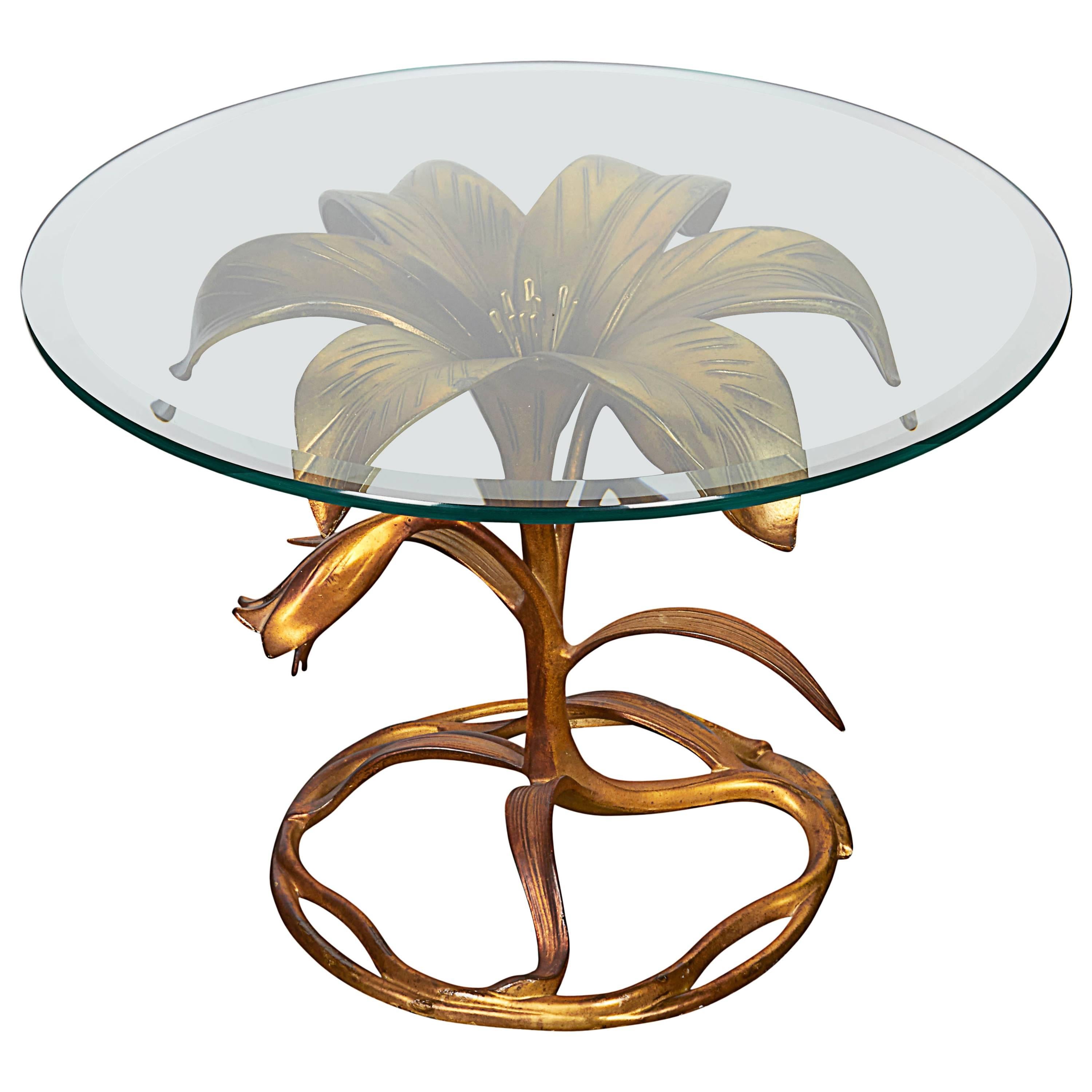 Mid-Century Lily Form Gilt Metal Table by Arthur Court