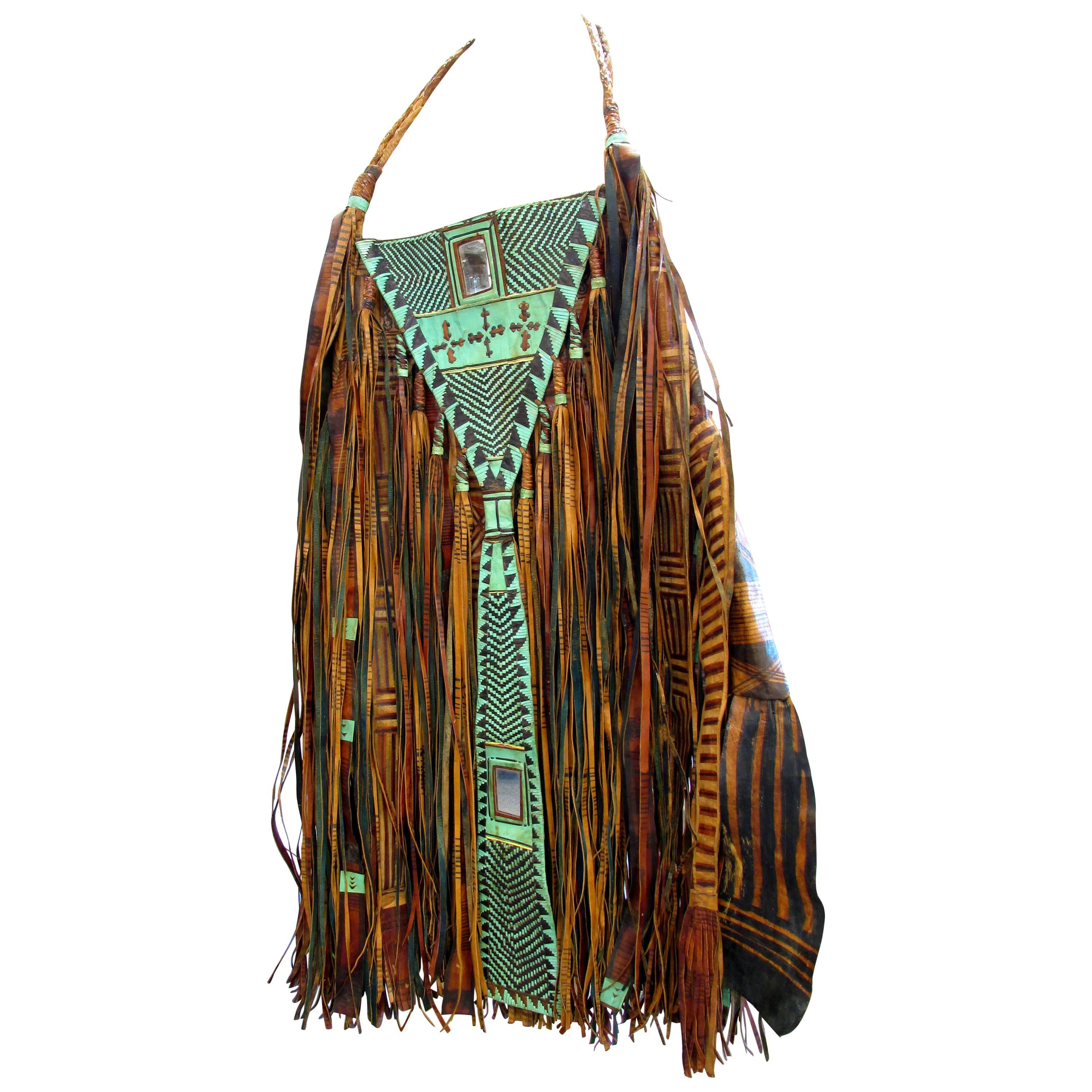 Vintage Hippie Fringe Leather Handbag from Tuareg, Nigeria