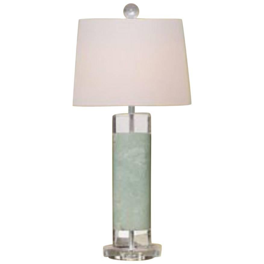Light Green Marble Table Lamp For Sale