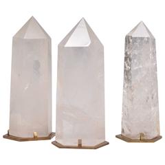 Group of Three Rock Crystal Quartz Obelisks 3
