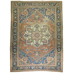 Shabby Chic Antique Persian Serapi Style Heriz Carpet 4