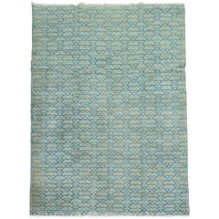 Turquoise Vintage Turkish Deco Style Rug 6