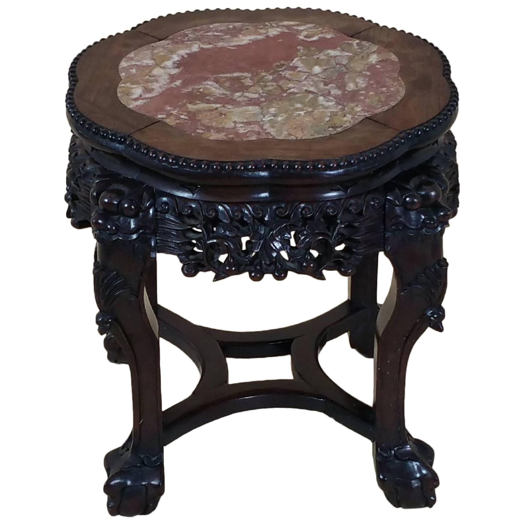 Chinese 19th Century Carved Hardwood Stand