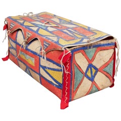 Antique Native American Painted Parfleche Box, Plateau, 19th Century