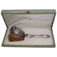 Antique Barrier French Sterling Silver Gilt Asparagus/Pastry/Toast Server Original Box