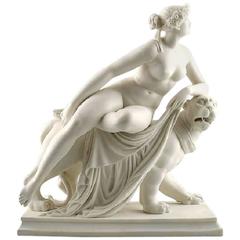 Classical Sculpture, Ariadne on Panther, Biscuit on Base, Gustavsberg