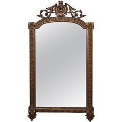 19th Century French Gilded Mirror with Cartouche