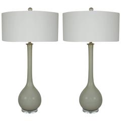 Gray Murano Vintage Long Neck Lamps Seguso