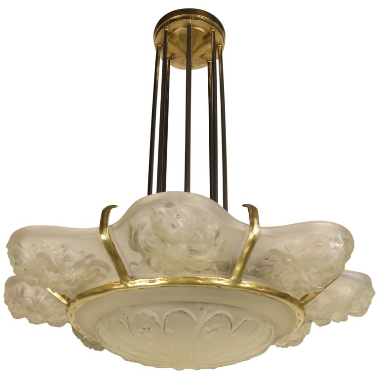 Pair of French Art Deco Chandelier signed Marius-Ernest Sabino (Pair available)